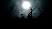 Spooky Graveyard At Night