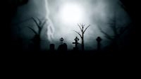 Spooky Graveyard At Night With Lightning