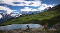 Swiss Mountain Lake Tourists