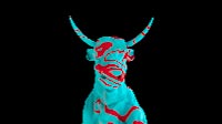 The Bull Front Cyan Red