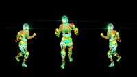 Three Colorful Robots Dancing Running Man