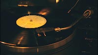 Vinyl Record Spinning On Vintage Turntable Seen From Above 1